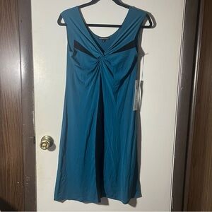 Bruno Duluc Vintage NWT Dress Midi Size Small Womens Sleeveless Teal & Black